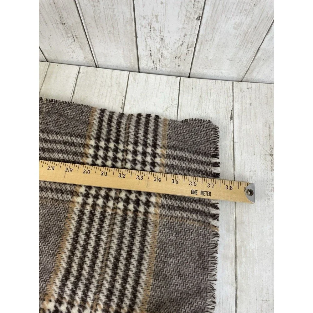 Banana Republic Mens 100% Wool Houndstooth & Plaid Scarf Brown Tan Cream NWT $75